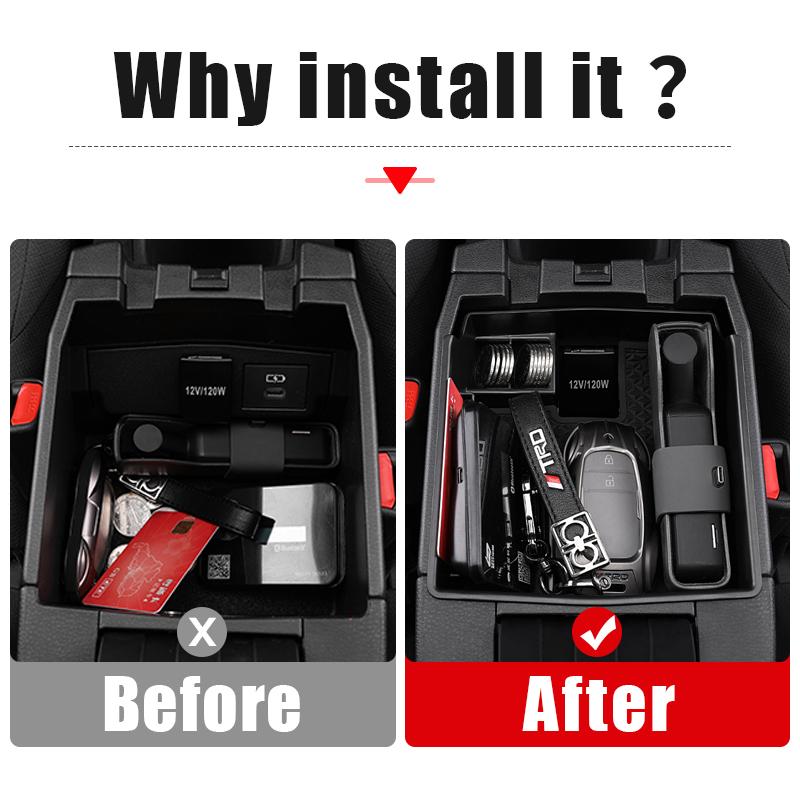 Для Toyota Corolla Cross XG10 2024 2024 2024 Автомобильный центральный консольный подлокотник ящик для хранения контейнер органайзер держатель лоток аксессуары