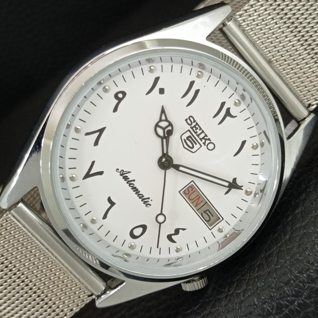 ВИНТАЖНЫЕ ОТРЕМОНТИРОВАННЫЕ МУЖСКИЕ АВТОМАТИЧЕСКИЕ ЧАСЫ SEIKO 5 ЯПОНИЯ БЕЛЫЙ ЦИФЕРБЛАТ a446359-1