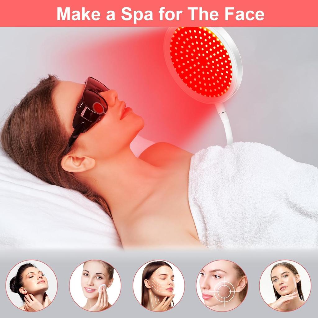 Красный свет с подставкой, 140 светодиодов, лампа красного света с таймером, 660 нм глубокий красный свет с гибкой стойкой для лица, плеча, шеи