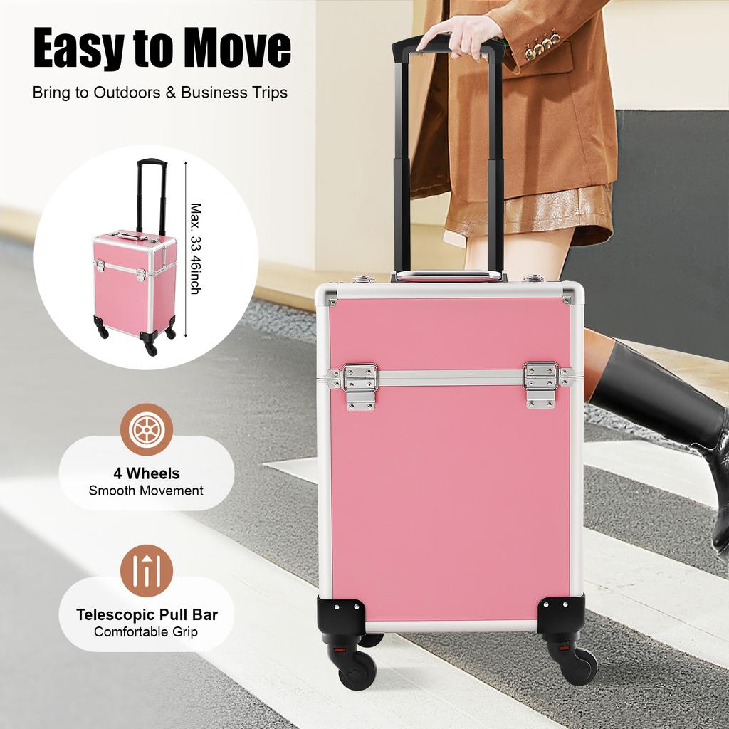 Профессиональный кейс-тележка для макияжа большой вместимости со съемными колесами для визажистов, мастеров маникюра, для путешествий