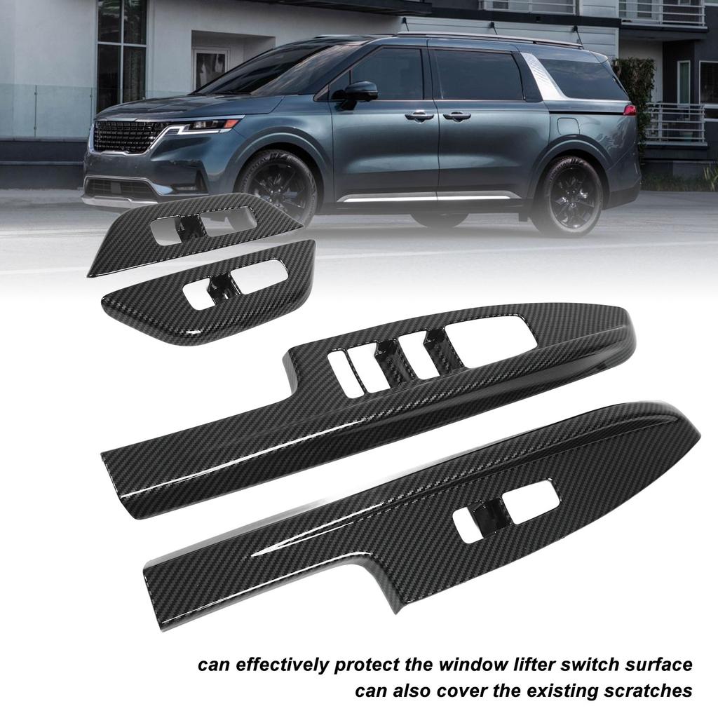 Накладка стеклоподъемника Стильный Карбон Защита от царапин Идеальная посадка Наклейка на панель управления внутренним стеклоподъемником для автомобиля