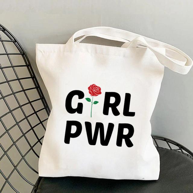 Шоппер GIRL POWER с принтом Каваи Сумка Харадзюку Женская сумка для покупок Холщовая сумка-шоппер Женская сумка-тоут на плечо