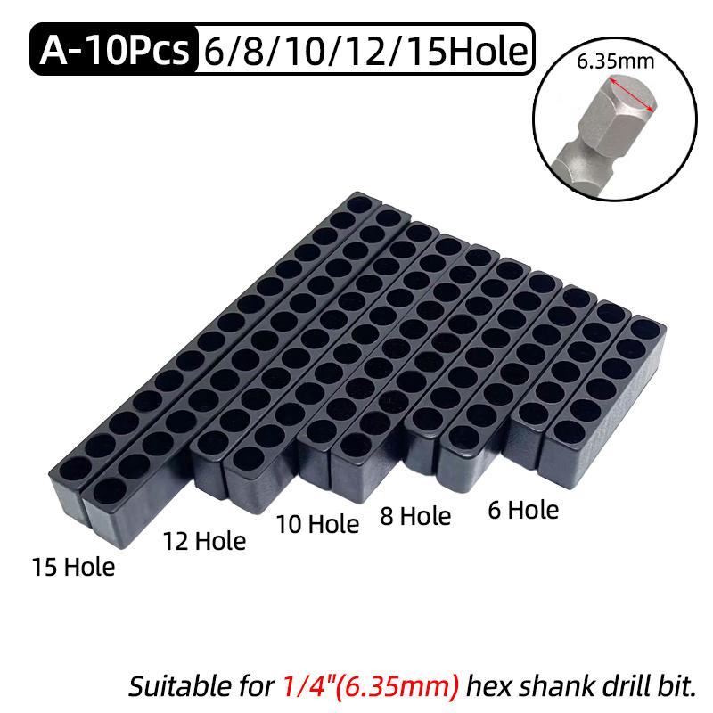 Набор 10 шт. 6/8/10/12/15 отверстий 6,35 мм/4 мм шестигранный хвостовик держатель бит для отвертки пластиковый органайзер для хранения головок сверл ручные инструменты аксессуары