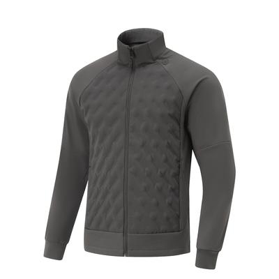 Li Ning Баскетбольная серия Спортивная повседневная Простая куртка-пуховик из флиса с цветными блоками Мужская верхняя одежда Графитово-серая AYMU013-1