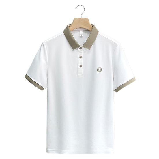 Рубашка ПОЛО мужская летняя вышитая мужская футболка с лацканами Temperament All-match Slim Casual с короткими рукавами
