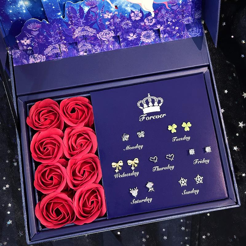 S925 Silver Stud Earrings Gift Set for Her - Perfect for Christmas, Birthday, or Special Occasion