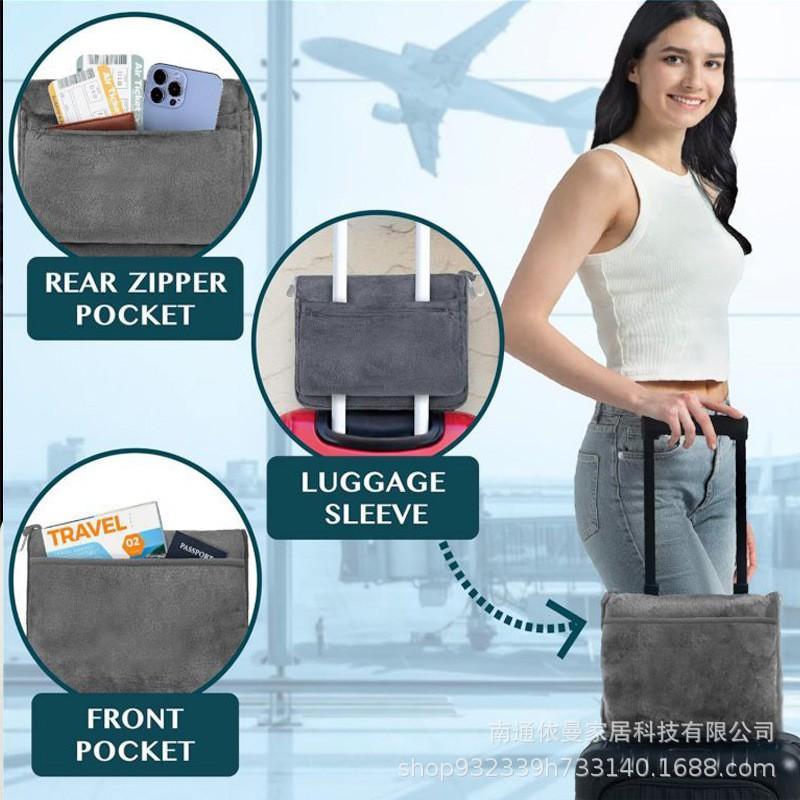 Portable Travel Blanket With Pillow Function Ultra Soft Fleece Compact Lightweight Airplane Car Camping
