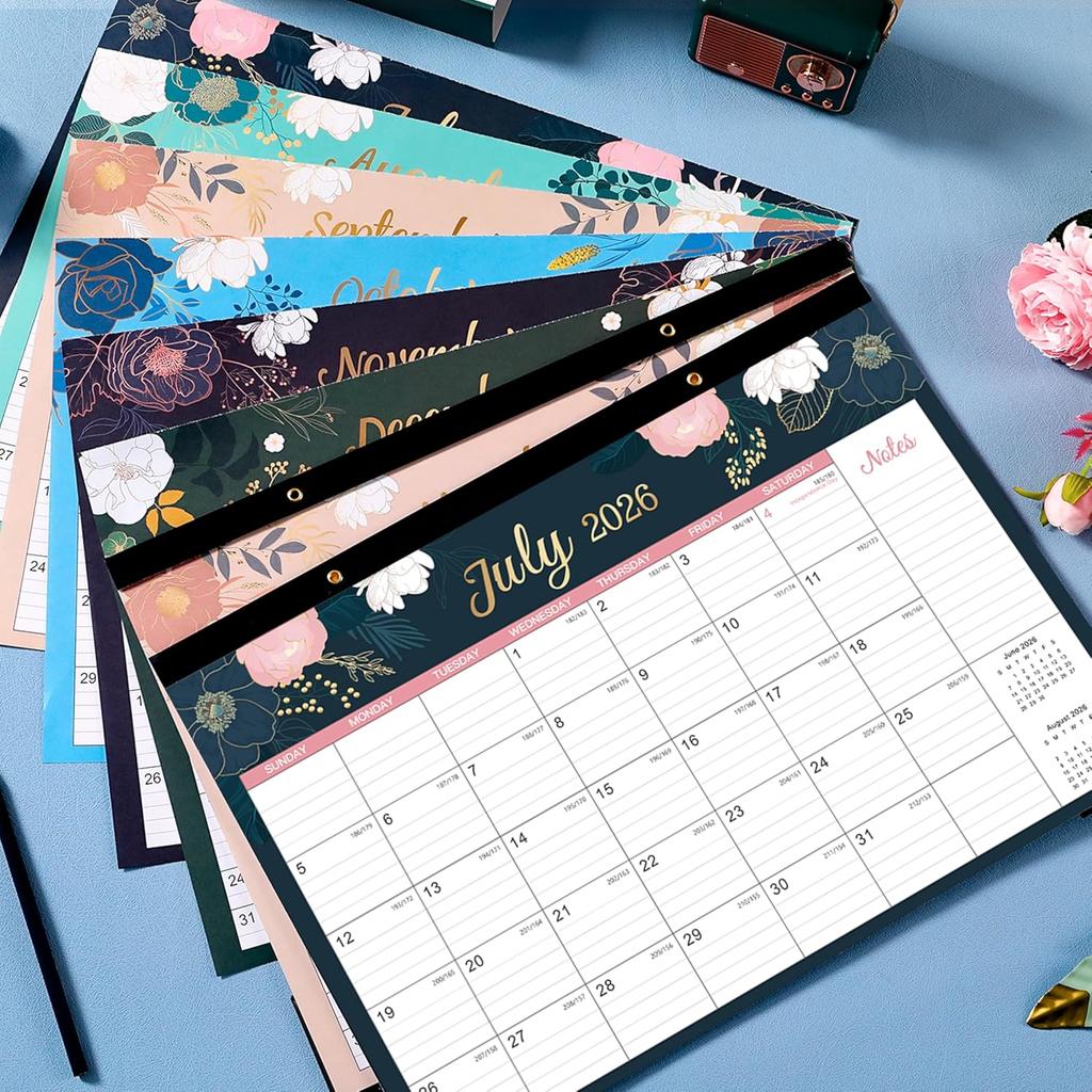 2026 Desk Calendar - Jan. 2026 - Dec. 2026, 12 Months Desk/Wall Calendar 2026, 15" x 12", 2-in-1 Desk Calendar, Holidays, Notes, Cutting-line Design,