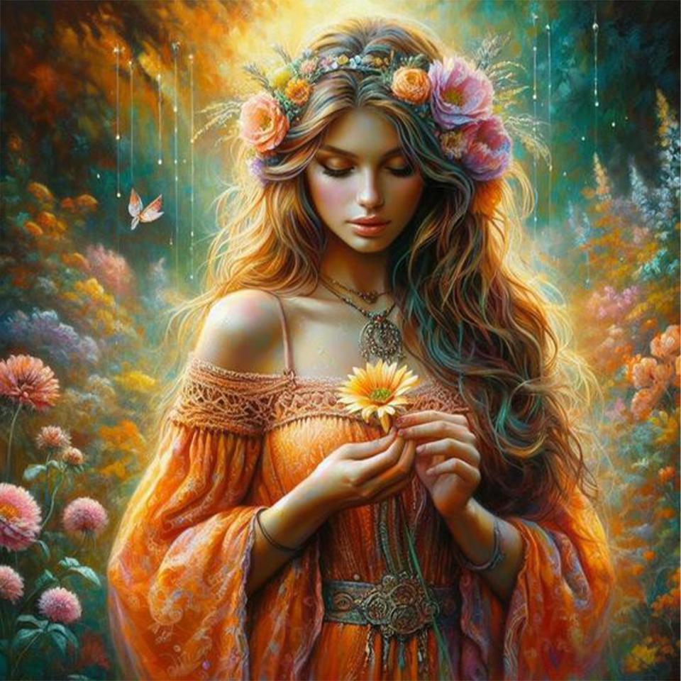 5DDIY Алмазная картина Новая серия Элегантный женский цветок Алмазное искусство Девушки Мозаика Вышивка Картина Настенное украшение