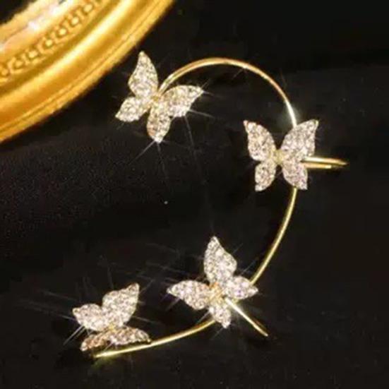 1Pc Clip Earring Butterfly Rhinestone Jewelry Temperament Delicate Ear Cuff for Wedding
