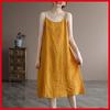 Women's Cotton Linen Summer Dress: Loose-Fit, Solid Color, Sleeveless