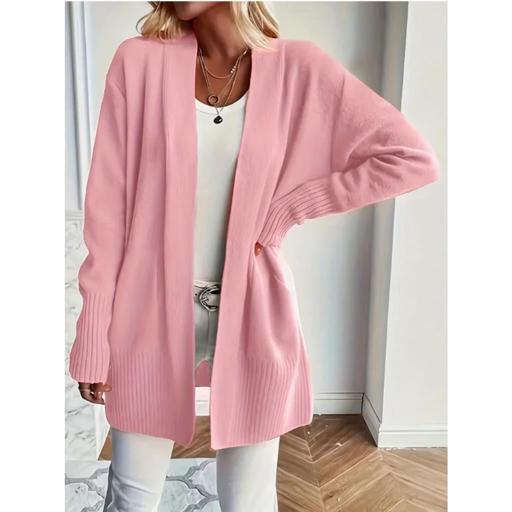 Large Size Women's Knitted Sweater Cardigan Jacket, Casual, Simple, Atmospheric, with Pocket Shawl Sweater