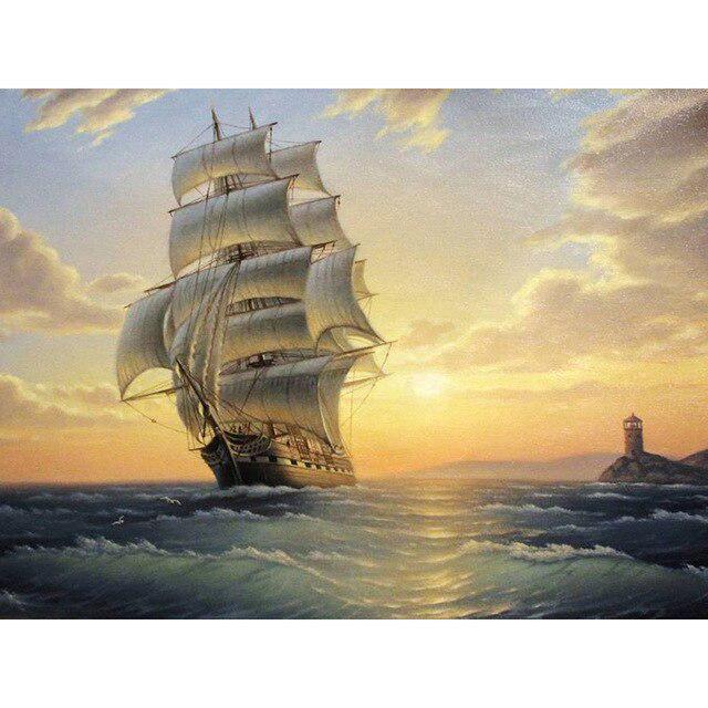 Алмазная мозаика корабль