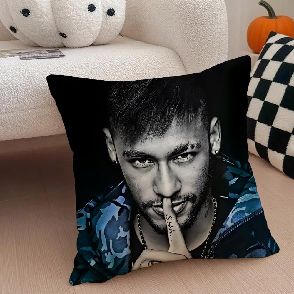 Brazilian Handsome Athlete NNeymar Jr Cushion Cover Throw Pillow Cover Hidden Button Durable Polyester Chair Cushion