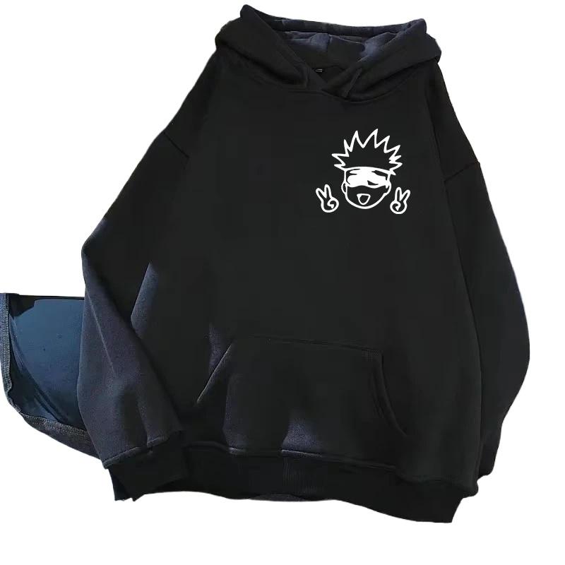 Толстовки с капюшоном в стиле аниме Толстовки с капюшоном и свитшотами с принтом Kawaii Gojo Satoru в уличном стиле для женщин