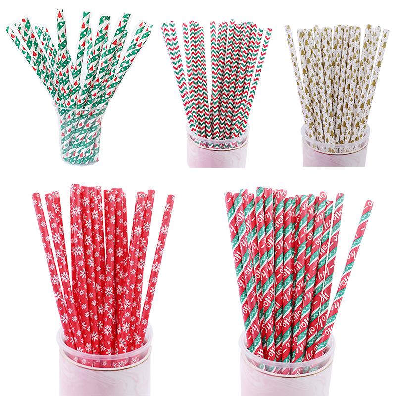 25 шт. фольги золото/серебро радуга одноразовые питьевые цветные бумажные трубочки рождественский свадьба день рождения украшения вечеринка мероприятия принадлежности