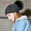 Fashion Winter Hats For Women Knitted Real Fur Pompom Hat Thick Warm Wool Beanies
