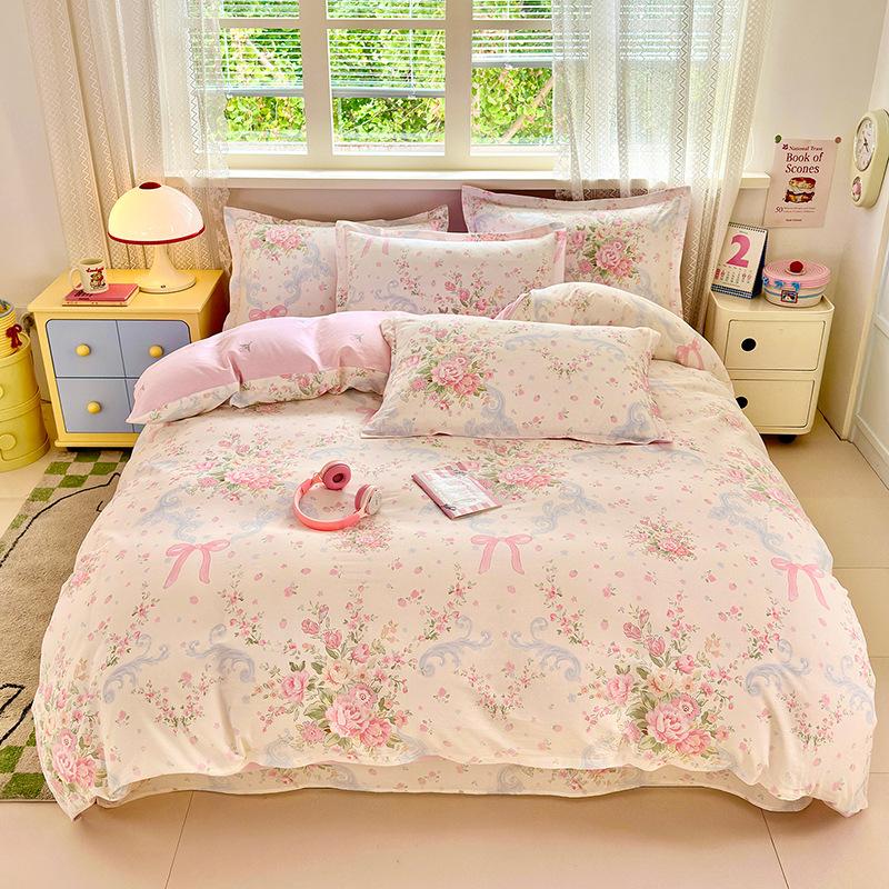Class A 100% pure cotton four-piece set, bedding, maternal and infant grade, naked sleeping grade, bed sheet, quilt cover, student dormitory three