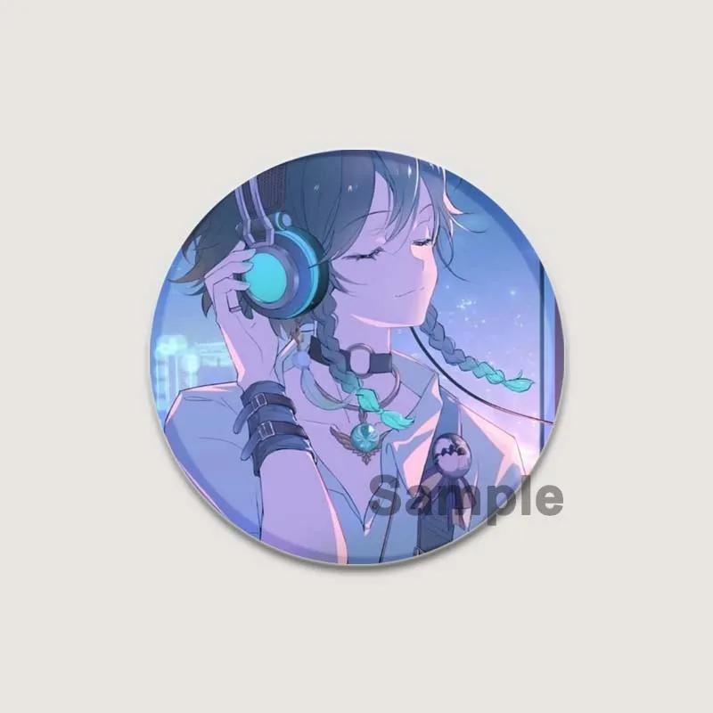 32/44/58 мм мультяшная фигурка Venti Jean HD принт брошь аниме значок Genshin Impact круглая витрина броши значки на лацкан ювелирные изделия подарочный аксессуар