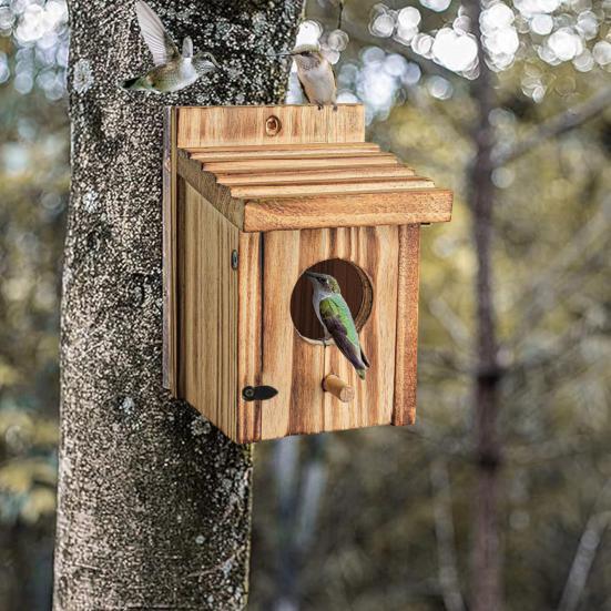 Bird Nest Box Waterproof Wooden Bird Nest Chickadee Nesting Box Bird House Outdoor Bluebird Box for Wrens Swallows Finches