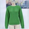 IHUASU Autumn and Winter Solid Colour Women's Knitwear Hollow Out Pullover O-Neck Sweater
