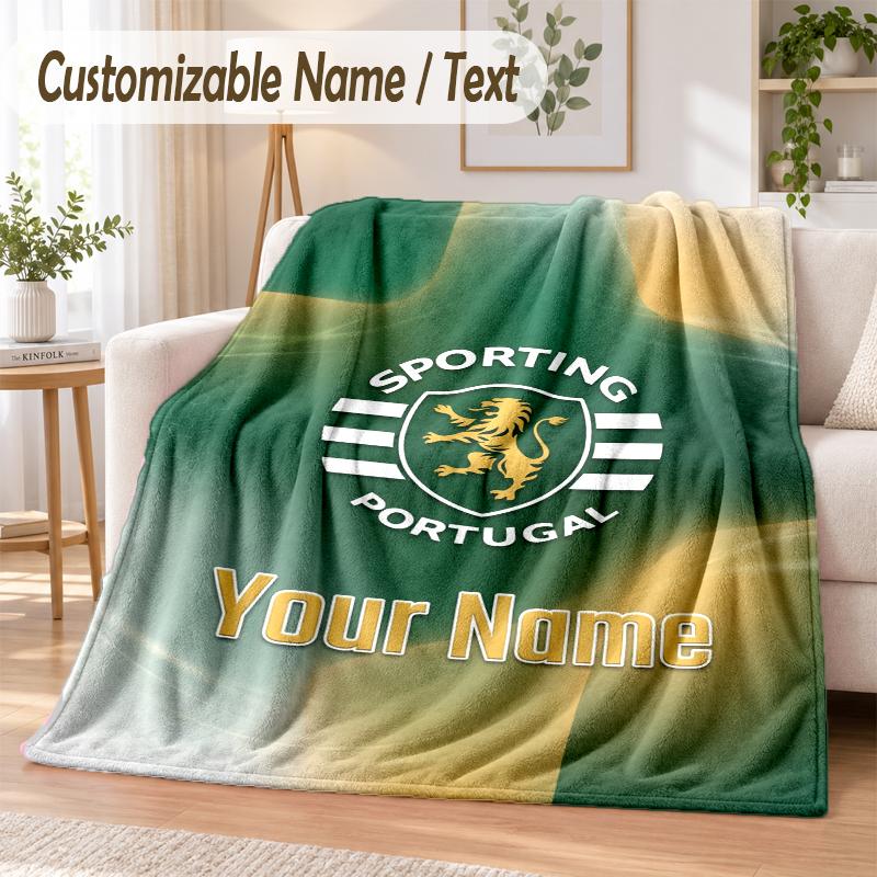 Custom Text Flannel Blanket Sporting CP Print Warm Cozy Blanket Home Sofa Bedding