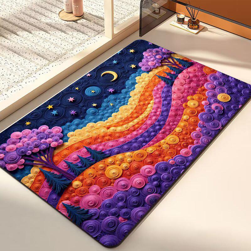 Modern Abstract Scenic Living Room Rug Large Size Cute Room Decor Bedroom Carpet Non-slip Baby Crawling Mat Soft Easy Cleaning