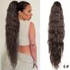 24 Inch Synthetic Ponytail Extension Long Wavy Curly Ponytails Black Brown Fiber Fake Hair Piece for Women Wig Hair