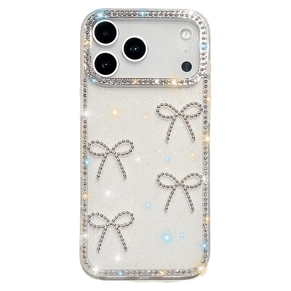 For iPhone 17 Pro Max Case Rhinestone Edge Butterfly Bow Decor TPU+PC IMD Phone Cover