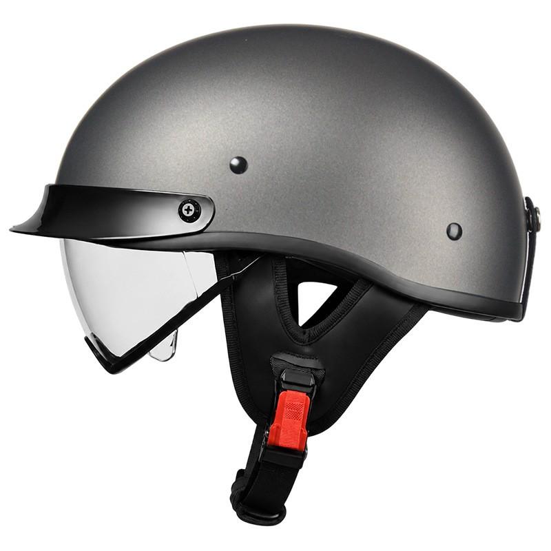Vintage-Style Open Face Motorcycle Helmet Men Women Use ABS Half With Dual Visor