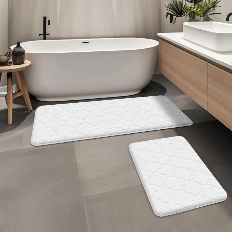 2pcs Thickened Long Absorbent Bathtub Mat Bathroom Dirt-resistant Non-slip Soft Floor Mat Toilet Door Mat Entrance Mat