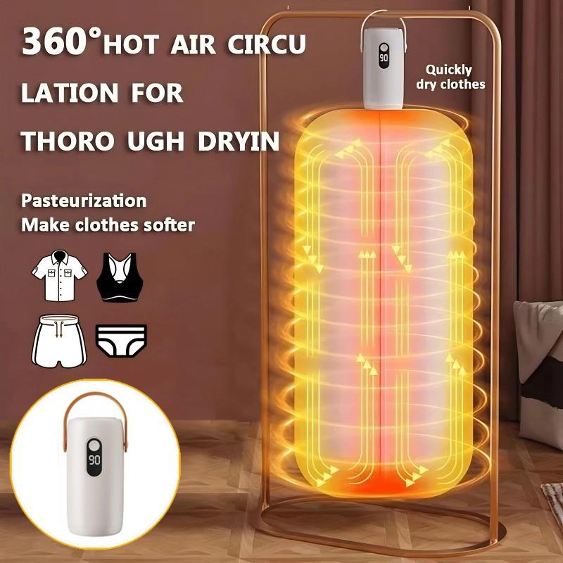 Портативная сушилка для одежды с таймером Мини-сушилка для одежды Большая вместимость Цифровой дисплей Подсветка барабана Одежда Нижнее белье Детская одежда Складная сушилка для одежды