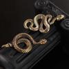 Ancient Vintage Brass Snake Statue Elegant Lucky Charm Animal Sculpture Keychain Pendan