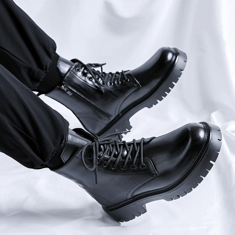 Internet Celebrity British Style Black Men'S Tooling Round Head Men'S Feet Martin Boots 3315-R