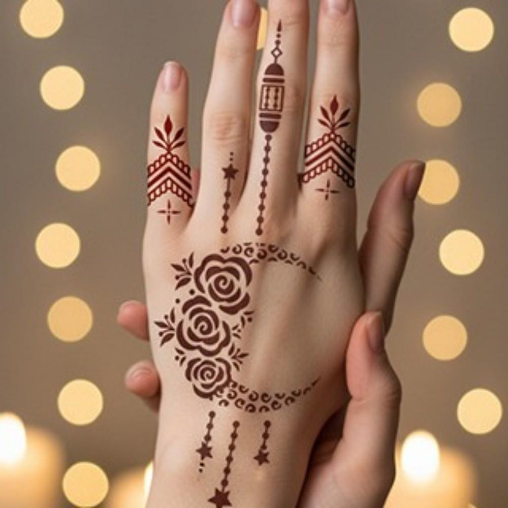 Lace Fake Tattoo Henna Tattoo Stickers Legs Arm Body Art Sticker Temporary Tattoo Finger Hand