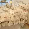 Romantic Lace Floral Cotton Bedding Set - Exquisite French-Korean Style