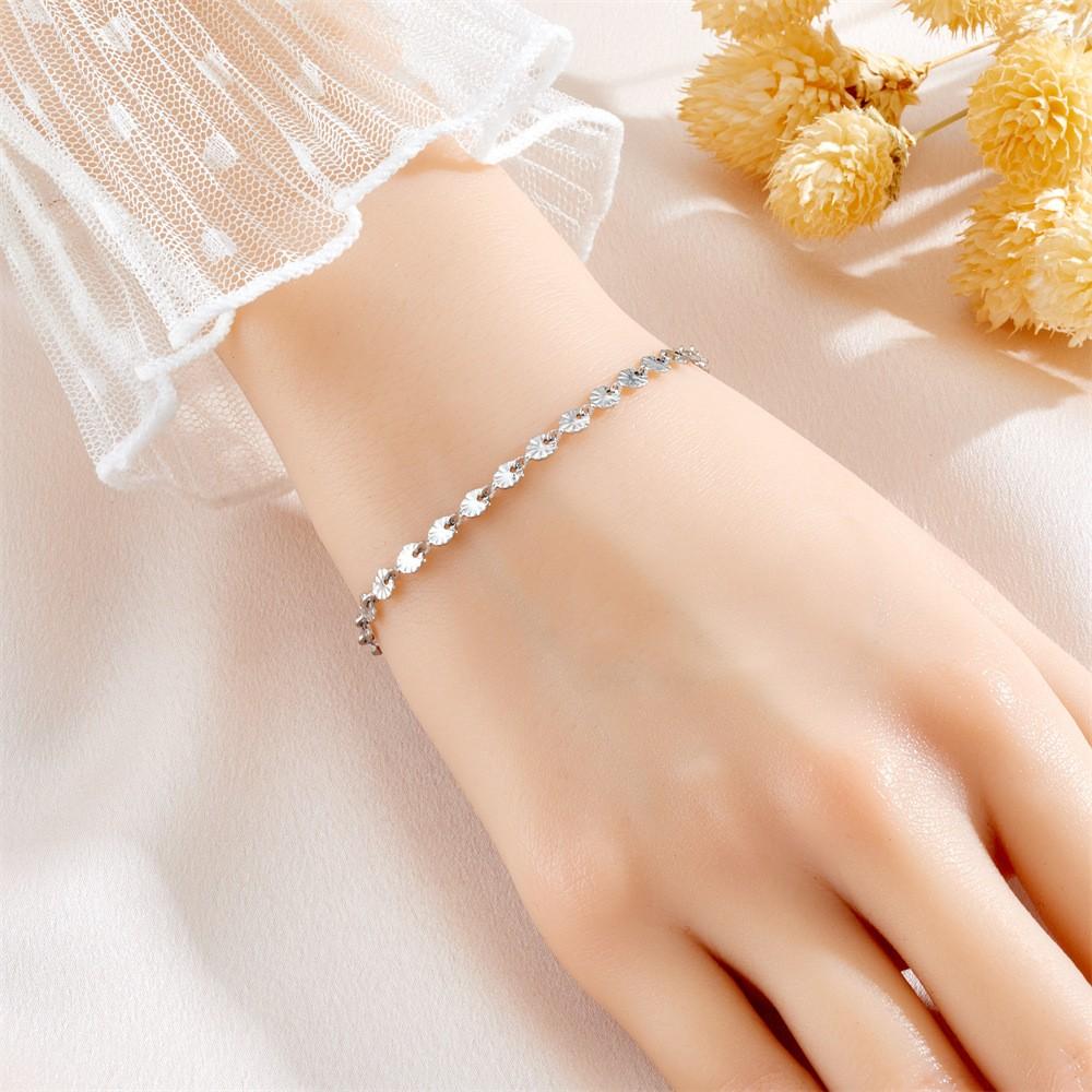 Floral Flower Stainless Steel for Bracelet Sunlight Circle Embossed Dainty Dainty Fashion Chain Link for Bracelet
