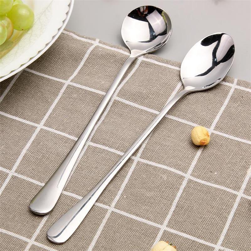 Long Handled Stainless Steel Coffee Spoon Ice Cream Dessert Tea Spoon For Picnic Kitchen Accessories Spoon Coffee Bean
