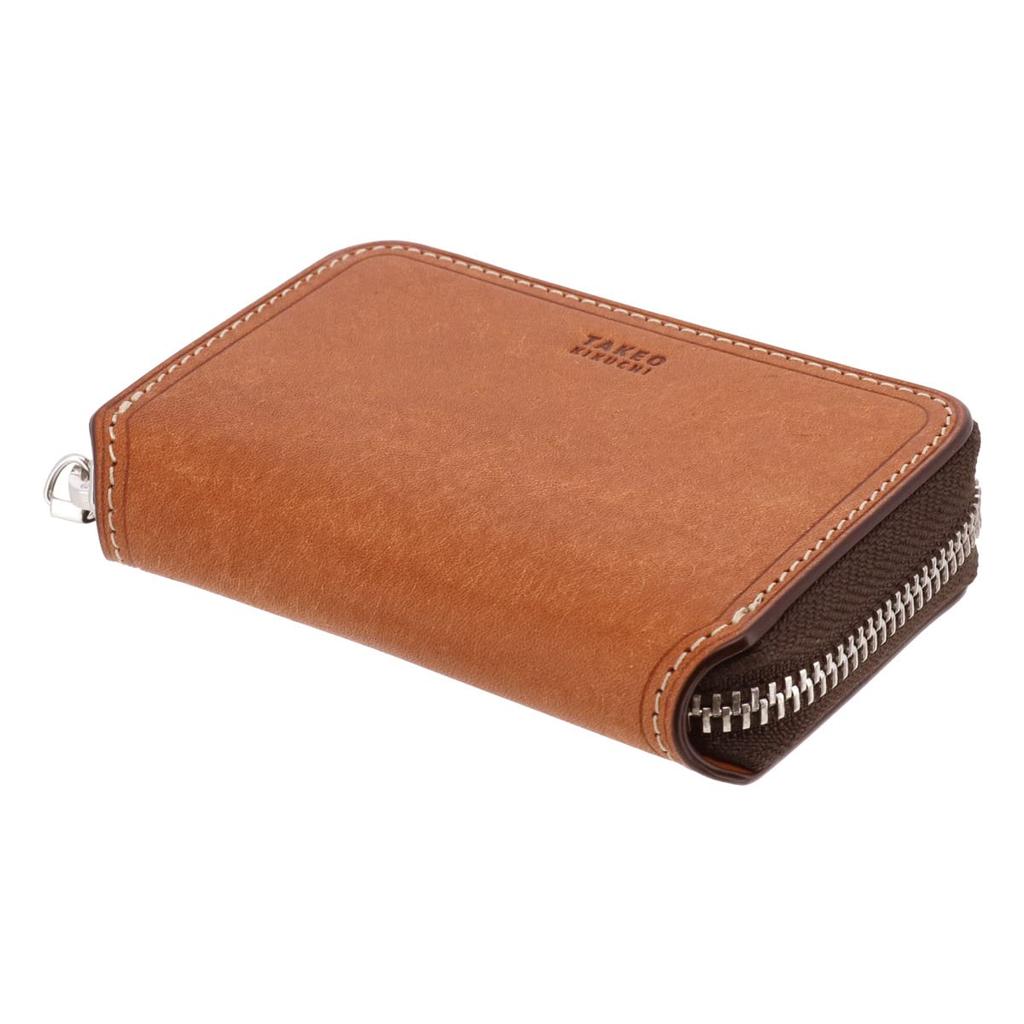 Кошелек для монет из натуральной кожи 780611 Margo II, круглый чехол для карт на молнии, чехол для монет из воловьей кожи зеленого цвета [Takeo Kikuchi] для мужчин [05]