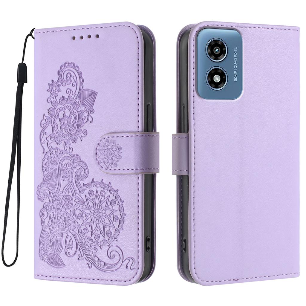 For Motorola Moto G Play (2024) 4G Phone Cases Mandala Flower Leather Wallet Mobile Cover with Strap