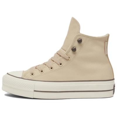 Chuck Tayor All Star Lift Platform High Weatherized Leather - Miso Glaze Women Sneakers Cream Truffle Egret A11158C