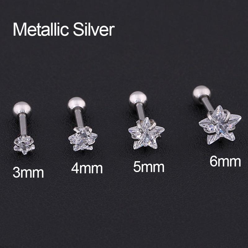 1 пара сережек-гвоздиков для пирсинга хряща и козелка в форме звезды ADM