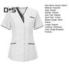 Nurse Uniform Scrubs Tops Women V-neck Short Sleeve Pockets Overalls Uniforms Patchwork Color Nursing Working Tops Workwear