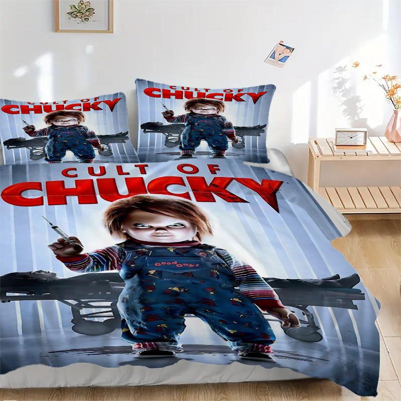 3pcs Chucky's Cult Printed Bedding Set, Soft and Comfortable Quilt Cover for Bedroom, Guest Room (1 Duvet Cover + 2 Pillowcases, Pillow Core