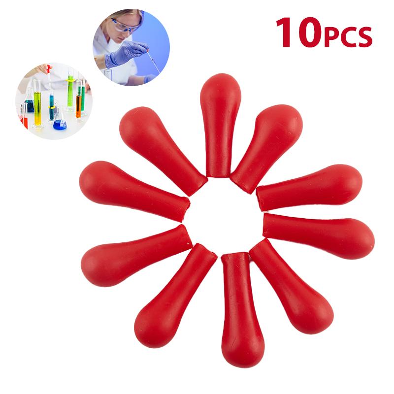 10Pcs Dropper Red Rubber Bulb Head Dropping Bottle Insert Pipette Lab Supplies