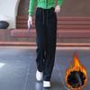 Winter Women Chic High Waisted Pants Lady Korean Style Versatile Solid Trousers Female Thermal Thicken Straight Leg Slacks