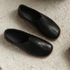 Leather Retro Square Head Flat Bottom Monk Small Leather Shoes Women's Spring and Autumn New Versatile Two-wear Stepping Heel Loafers Single Shoes