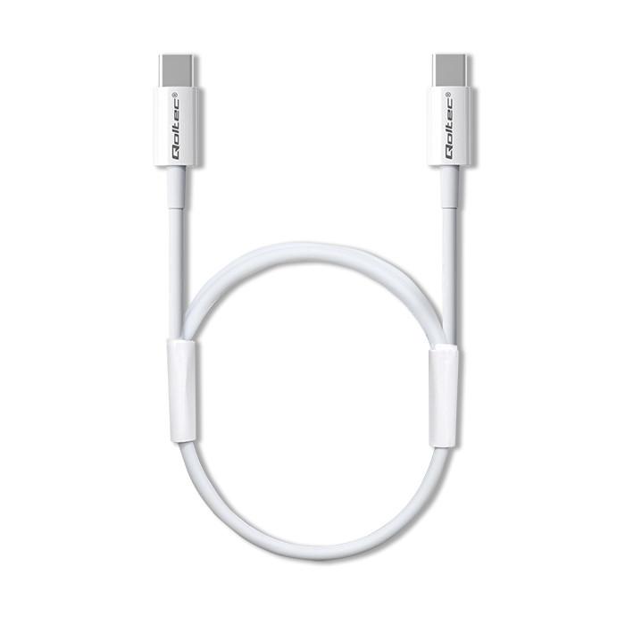Qoltec Kabel USB 2.0 typ C |  USB 2.0 typ C 60W | QC 3.0 |  PD | 1m | Biały
