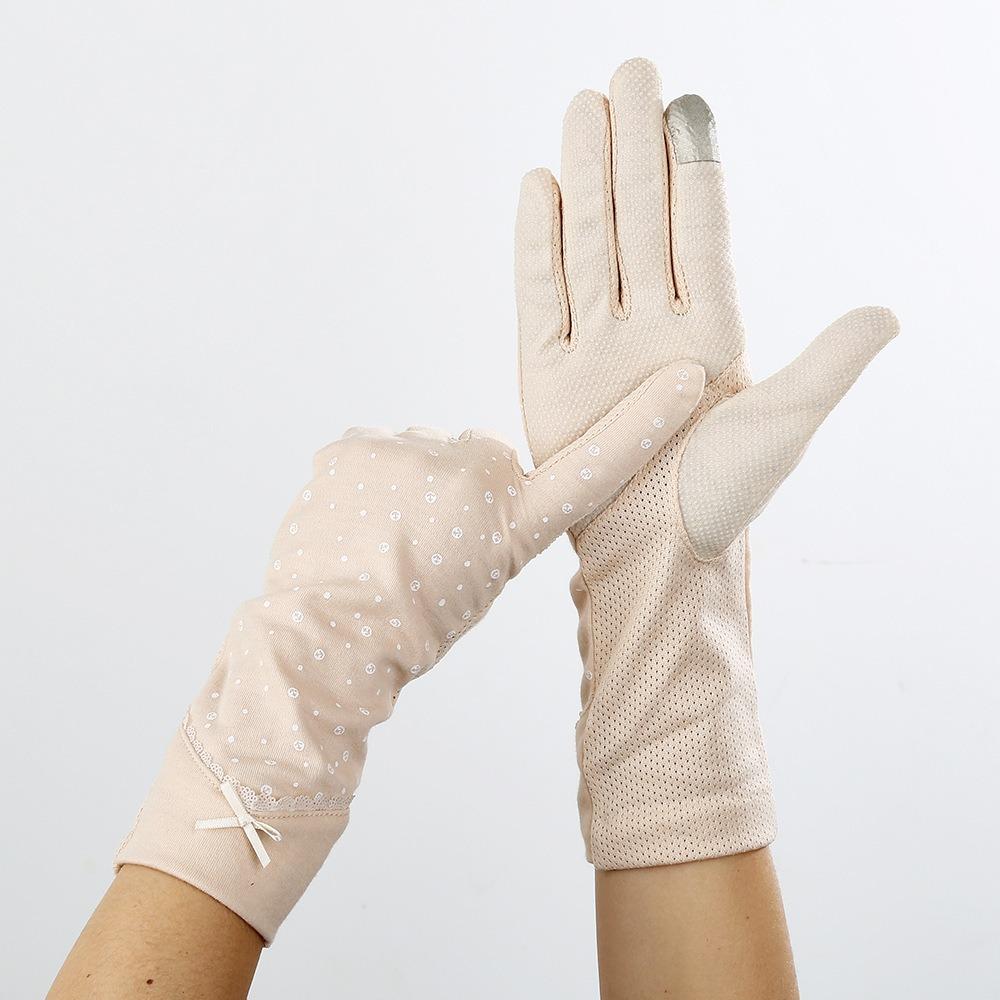 New Anti-UV Women Gloves Mid-length Thin Cotton Mittens Non Slip Breathable Sunscreen Gloves Outdoor Riding