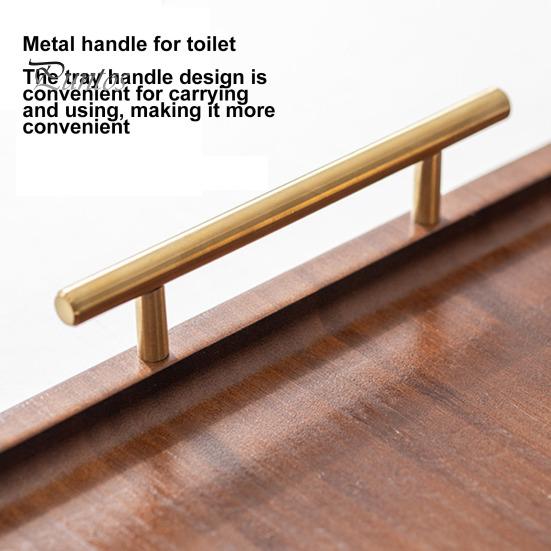 Бамбуковый поднос для чашки чая с металлической ручкой в ​​деревенском китайском стиле, большая вместимость, прямоугольная деревянная подставка для сервировки фруктов, стеллаж для хранения кухонных принадлежностей